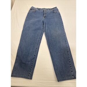 Vtg Ralph Lauren, Lauren Jean Co Women Blue Denim TAPERED Leg  STRETCH Size 16 W